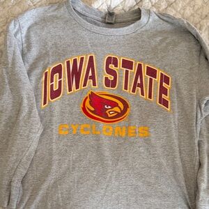 Gildan Gray Long Sleeve Shirt with Yellow Print